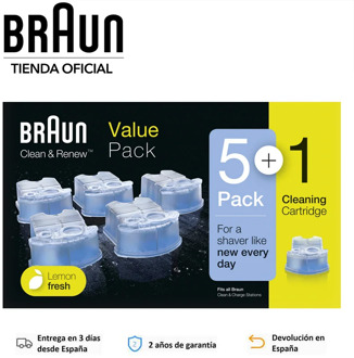Braun Clean & Renew Pack 5 + 1 / Pack 2 pcs, refill cartridges, smartCare and Clean & Charge station, disinfect and remove germs,
