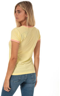 Brave Soul Be Happy T-shirt voor dames, maat 38, geel - maat EU 42 / UK 14