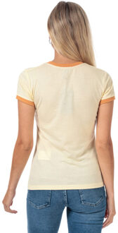 Brave Soul Be Happy T-shirt voor dames, maat 38, oranje-geel