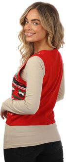 Brave Soul kersttanktop met jacquard voor dames, rood - maat EU 38 / UK 10