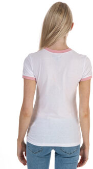 Brave Soul Rainbow-dames-T-shirt met bies in wit en roze - EU 44 / UK 16