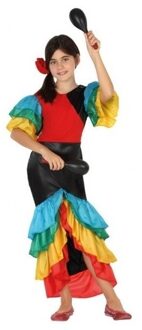 Braziliaans samba/rumba verkleedjurkje voor meisjes - carnavalskleding - voordelig geprijsd 128 (7-9 jaar)