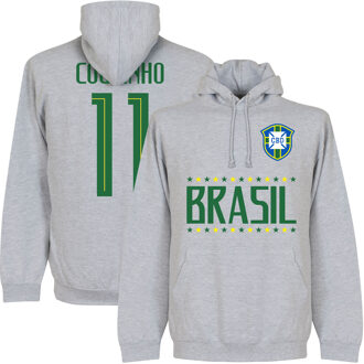 Brazilië Coutinho 11 Team Hooded Sweater - Grijs - Kinderen - 1-2YRS