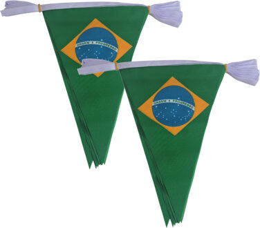 Brazilie landen punt vlaggetjes - 2x - 5 meter - polyester - landen - versiering - feestartikelen