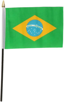 Brazilie mini vlaggetje op stok 10 x 15 cm