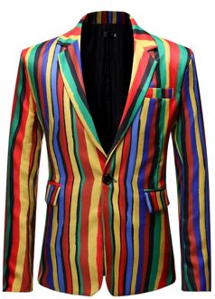Brazilië Stijl Blazer Mannen Pak Casual Kleurrijke Streep Print Heren Pak Jas Slim Fit Terno Masculino D91207