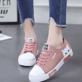 Brcchenxi Women Flat Cartoon Canvas Shoes 2020 New Summer White Lace Up Student Board Shoes Ladies Casual Shoes Female Sneakers