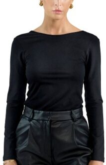 Bread and Boxers Long Sleeve Scoop Back Shirt * Actie * Zwart,Blauw - X-Small,Small,Medium,Large,X-Large