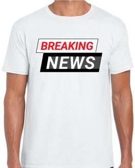 Breaking News t-shirt wit voor heren XL