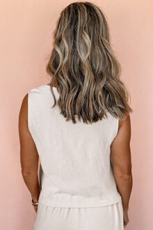 Brede Pantalon Set Ontspannen Pasvorm Crème