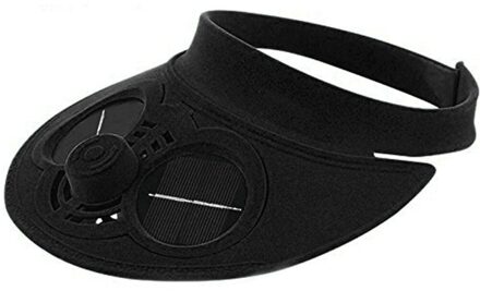 Brede Rand Fisher Mode Met Koelventilator Strand Cap Zonnehoed Kinderen Dagelijks Zomer Reizen Fietsen Sport Lege Top solar Power zwart