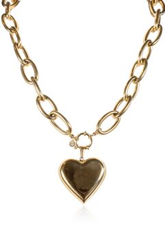 Brede schakelketting met hanger Heart  goud - One Size,