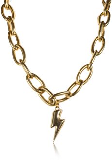 Brede schakelketting met hanger Lightning  goud - One Size,