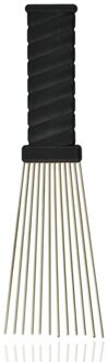 Brede Tanden Salon Gebruik Black Metal Afro-amerikaanse Pick Kam Insert Krullend Haarborstel Afro Haar Kam Voor Kappers Styling Tool