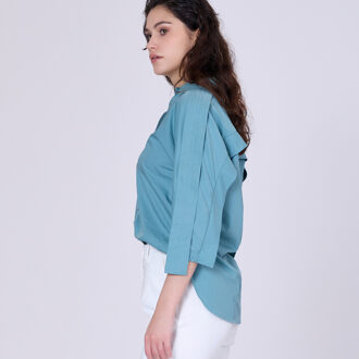 Breed schouderbanden shirt - maat L Blauw