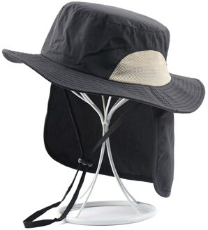 Breedgerande Zonnehoed Voor Mannen En Vrouwen In De Zomer Polyester Sneldrogende Hoed Berg Vissen Emmer Hoeden met Nek Guard zwart