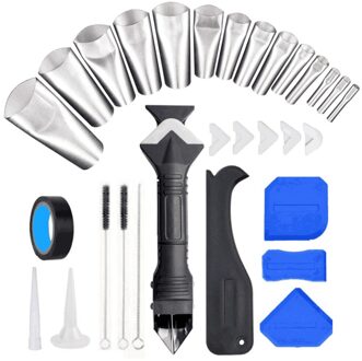 Breeuwen Nozzle 3 In 1 Spatel Zachte En Harde Plastic Mond Schraper Boord Rvs 3 In 1 Pak 31 stukken Tool Set