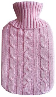 Breien Warm Water Fles Cover, Water Fles Cover, Geschikt Voor 2000 Ml Warm Water Fles, anti-Brandwonden, Blijvende Warmte roze