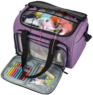 Breinaalden Organizer Garen Bakken, Breien Tassen En Bakken Garen Zak Draagbare Voor Carrying Haak Haken, Breien Naalden Elegant paars-A