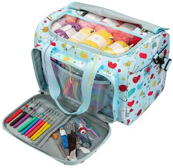 Breinaalden Organizer Garen Bakken, Breien Tassen En Bakken Garen Zak Draagbare Voor Carrying Haak Haken, Breien Naalden lucht blauw-A