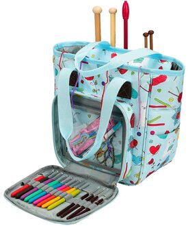 Breinaalden Organizer Garen Bakken, Breien Tassen En Bakken Garen Zak Draagbare Voor Carrying Haak Haken, Breien Naalden lucht blauw-B