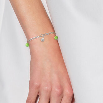 Breloque Armband Groen Water Water Cultuur Kralen en Crystal Preciosa Silver 925 Zilver - One Size