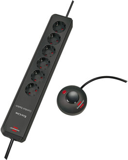 Brennenstuhl Eco-Line Comfort Switch stekkerdoos met 6 contacten en voetschakelaar / zwart - 2 meter