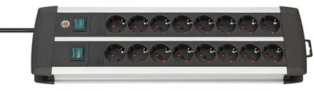Brennenstuhl Premium-Alu-Line Technics stekkerdoos met 16 contacten (2x8) / zwart - 3 meter