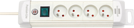 Brennenstuhl Premium-Line stekkerdoos | 4-voudig | Wit | 1,8m H05VV-F 3G1,25 | Met schakelaar | FR/BE - 1952244100