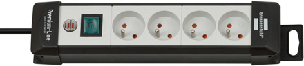 Brennenstuhl Premium-Line stekkerdoos | 4-voudig | Zwart/Lichtgrijs | 1,8m H05VV-F 3G1,5 | FR - 1951544100