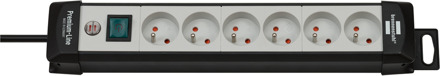 Brennenstuhl Premium-Line stekkerdoos | 6-voudig | Zwart/Lichtgrijs | 3m H05VV-F 3G1,5 | FR/BE - 1951564100