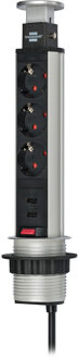 Brennenstuhl Tafelstekkerdoos 3-weg Tower Power met USB-oplader 2 m Multikleur