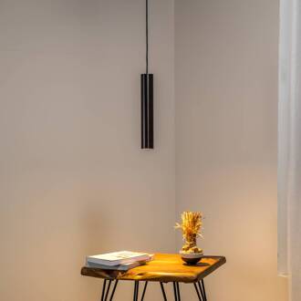 Brenta hanglamp, antraciet, staal, Ø 6 cm, 1-lamp antraciet geborsteld