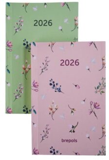 Brepols agenda 2026 pocket blossom, 1 week per 2 pagina's, assorti