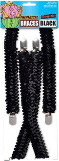 Bretels - zwart glitter - unisex/volwassenen - Carnaval accessoires