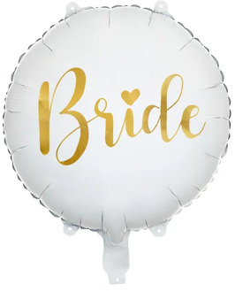 Bride Folieballon Wit Goud (45cm) Wit - Transparant
