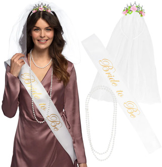 Bride To Be Vrijgezellenfeest Accessoireset Wit - Transparant