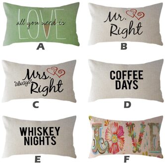 Brief Gedrukt Kussensloop Moderne Home Decor Accessoires Linnen 30X50Cm Kamer Decoratie Kussenhoes Дакимакура