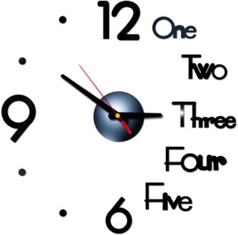 Brief Nummer Diy Digitale Wandklok 3d Spiegel Oppervlak Sticker Stille Klok Home Office Decor Wandklok Voor Slaapkamer Kantoor zwart