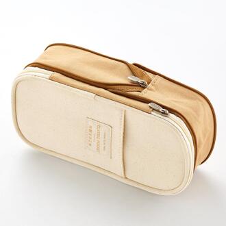 Briefpapier Canvas Etui Double Layer Grote Capaciteit Potlood Doos Leuke Pencilcase Voor Kids Jongens Pen Doos Schoolbenodigdheden khaki