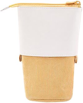 Briefpapier Case Organizer Grote 1Pc Grote Capaciteit Pu Corduroy Pen Potlood Telescopische Houder Voor Cosmetica Zakje Pen Zak geel