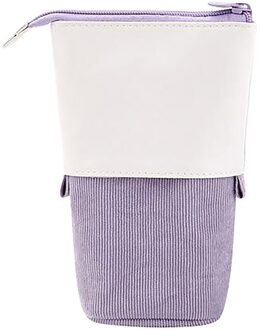 Briefpapier Case Organizer Grote 1Pc Grote Capaciteit Pu Corduroy Pen Potlood Telescopische Houder Voor Cosmetica Zakje Pen Zak paars