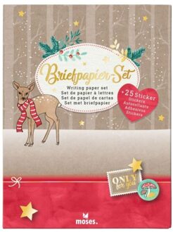 briefpapier Kerst A5 bruin/goud 66-delig