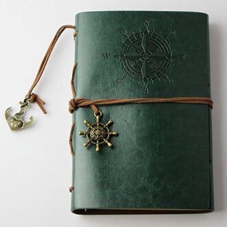Briefpapier Notebook Vervangbare Journal Dagboek Band Spiraal Vintage Planner Klassieke Kunstmatige Pu Piraat groen