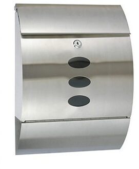 Brievenbus - met krantenvak - zilver - 30 x 12 x 40 cm - RVS - postbus