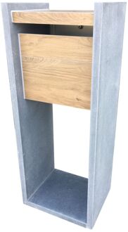 Brievenbus Staande Brievenbus Madrid Woodlook - Natuursteen En Keramiek - Blauw - 40x100x32cm