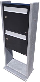 Brievenbusunit Palermo Dubbel - Natuursteen En Staal - Blauw - 2 Stuks - 46x118x18cm