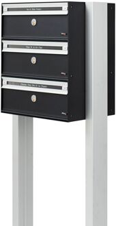 Brievenbusunit Pc2-3 - 3 Stuks - Staal En Aluminium - Zwart - 48x158x31cm