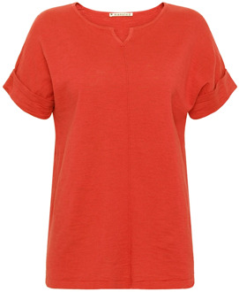 Bright Red Kerstin Gebreide T-shirt Mansted , Red , Dames - 2Xl,L,M,S