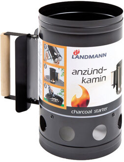 Brikettenstarter - Schoorsteen voor het aansteken van een houtskool - zwart